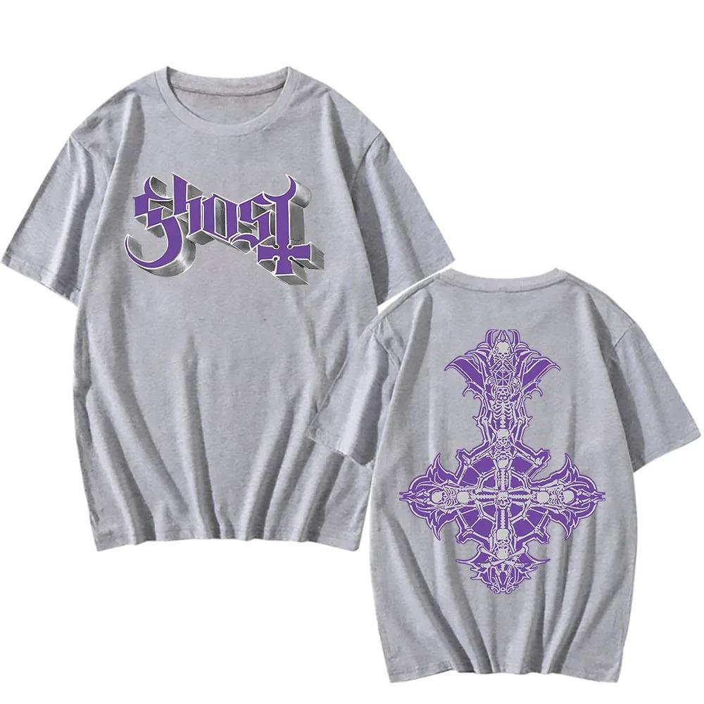 Chrome Purple Skeletá Tee Ghost Band Hip Hop Tshirts Summer Short Sleeve Men_women T-shirt Round Neck Heavy Mental Streetwear