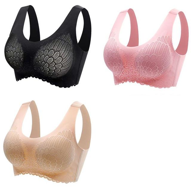 3stk Latex BH Sømløse BH For Kvinner Undertøy BH Push Up Bralette Med Pad Vest Topp BH