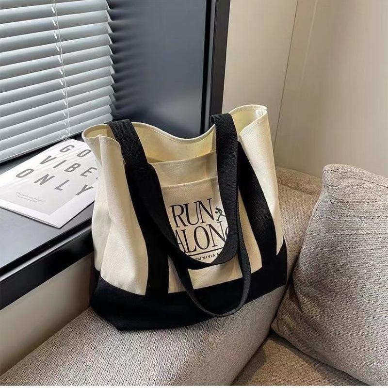 Японская минималистичная холщовая сумка-тоут - Большая вместимость, стильная сумка через плечо для женщин и студентов