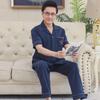 2023 Summer Cotton Short-Sleeve Cardigan Pajama Set for Middle-Aged Men