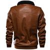 Men's Winter Leather Jacket Casual Fur Turn Down Collar Retro PU Flight Jackets Man Fleece Warm Faux