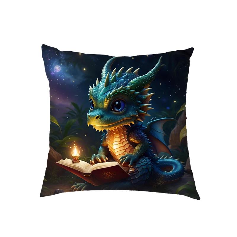 Niedliche Drachenbaby Kissenbezüge Fantasy Elfenmädchen Kissenbezüge Heimdekoration Schlafzimmer Büro Kissenbezug Zierkissenbezug Geschenk