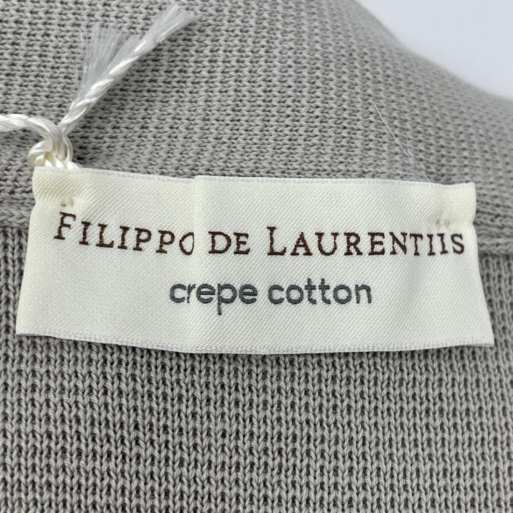 FILIPPO DE LAURENTIIS BZ1ML CR12M Beige Crepe Cotton Mock Neck Zip-Up Blouson Jacket 48 beigeUsed