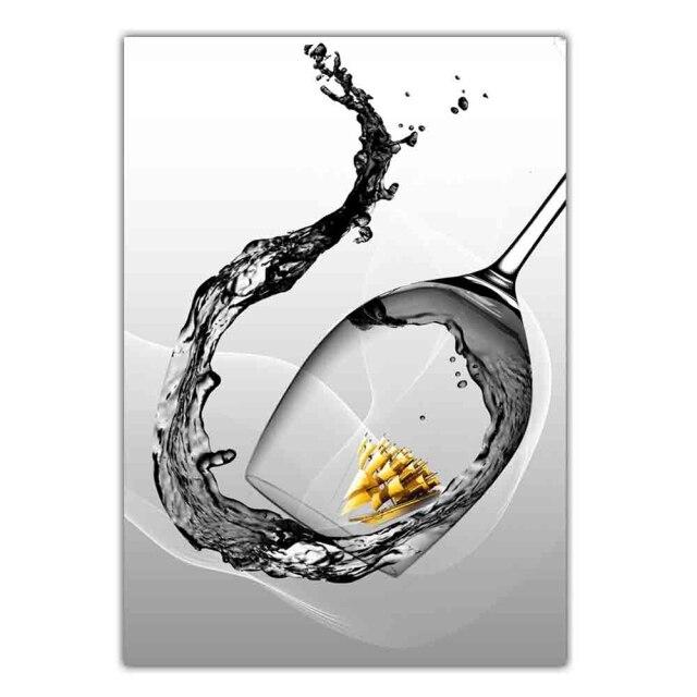 

Новая скандинавская современная мода Бокал для вина Холст Картина Офисная настенная живопись Кухня Плакат Гостиная Коридор Домашнее украшение Фреска Без рамки 50*80cm