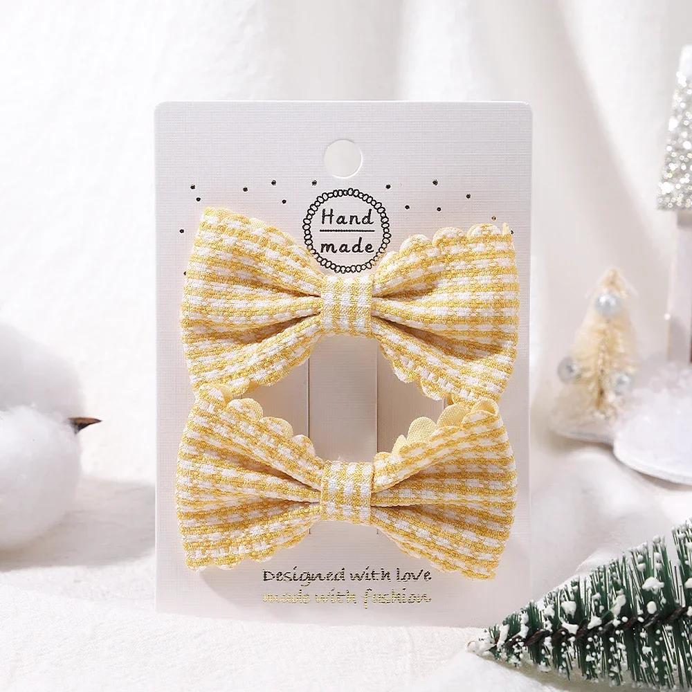 2Pcs/Set Solid Color Nylon Kids Bows Hair Clips for Baby Girls Handmade Bowknot Hairpin Barrettes Photograph Hair Accessories