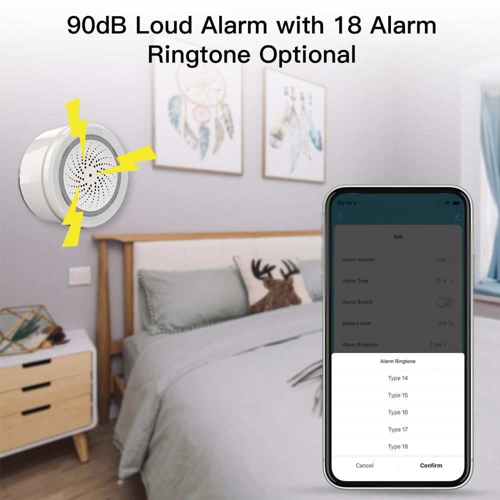 Tuya Wifi Intelligent Siren Sensor Audible and Visual Alarm 90dB Loud Alarm APP Remote Control Home Safety System