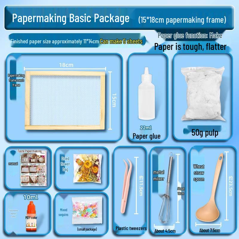 DIY Ancient Papermaking Kit for Kids: Educational Flower & Plant Pulp with Wooden Frame Screen Tools
