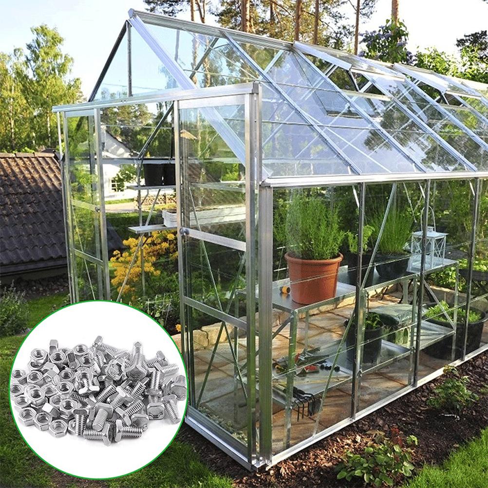 50 Stück Aluminium Muttern Set Gewächshaus Rostfreie Muttern für Terrasse Gewächshaus Zubehör
