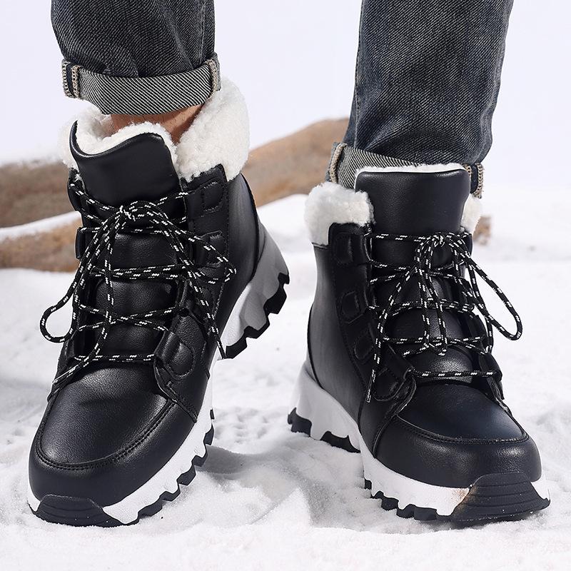 Nya vintersnöskor dam mellanhöga varma och fodrade förtjockade nordöstra utomhus skid bomullsskor stor storlek