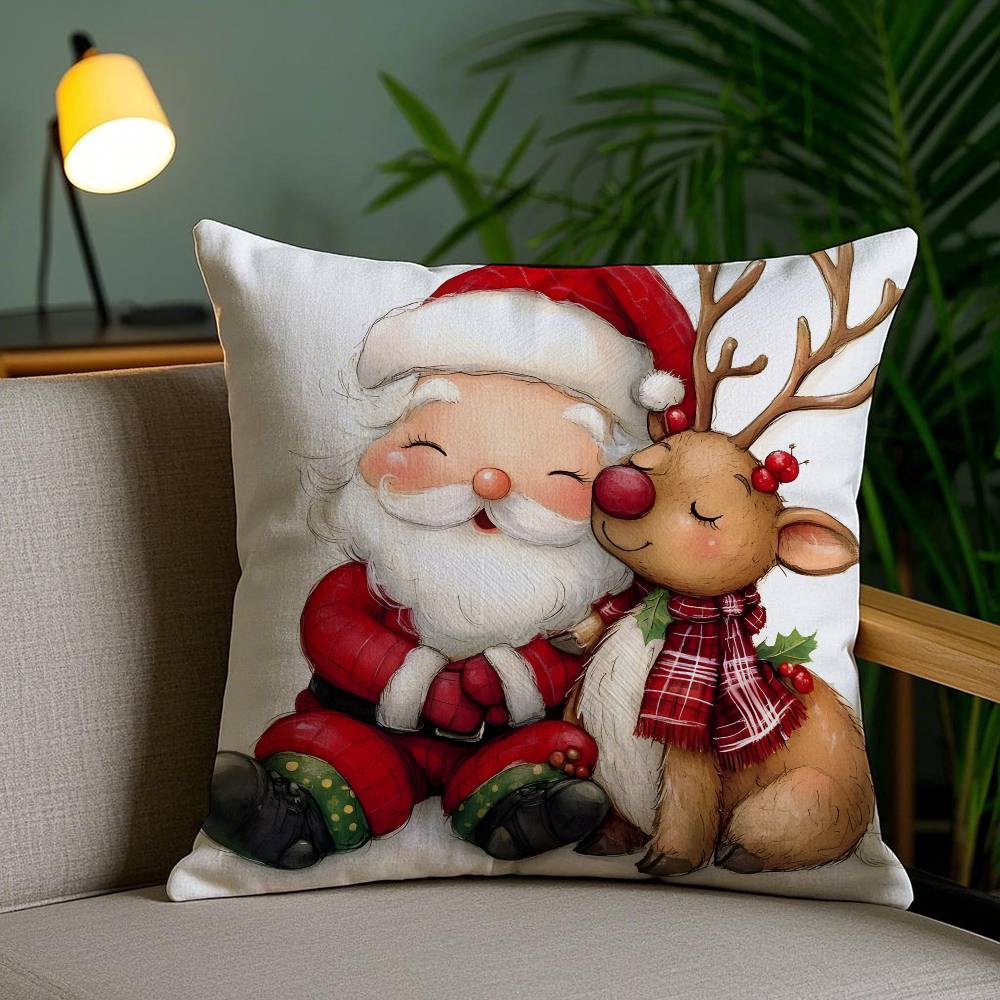 Christmas and deer Cute Pillow Case Antidustmite Invisible zipper Sofa Bed