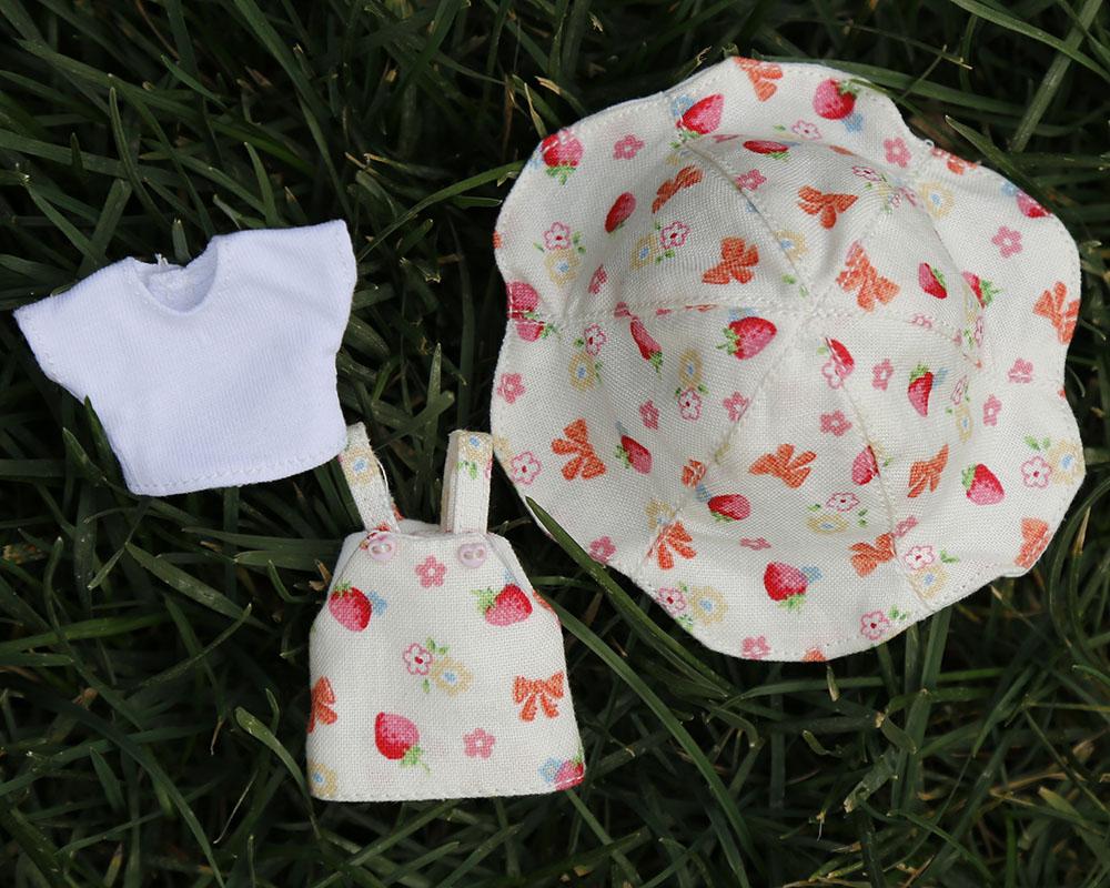 

ob11 doll clothes Molly doll clothes beautiful knot pig sun hat set T shirt hat skirt set BJD baby clothes doll accessories