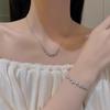 Korean Trendy Micro-Diamond Bowknot Titanium Necklace & Bracelet Set