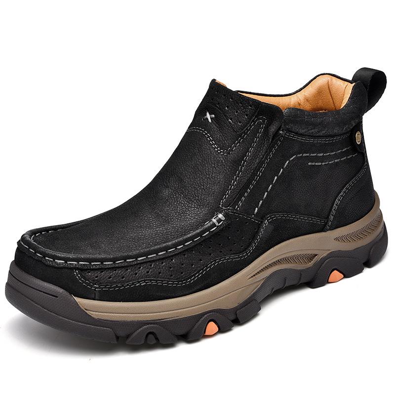 Men s Large Size Thick Sole Cowhide Boots - Wear-resistant Winter Leather Shoes 42