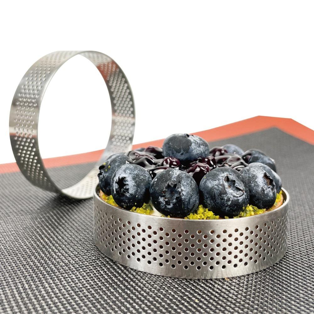 12 Piece Stainless Steel Perforated Tart Ring 8 CM Pastry Mold Durable Mousse Cake Ring  Bakery