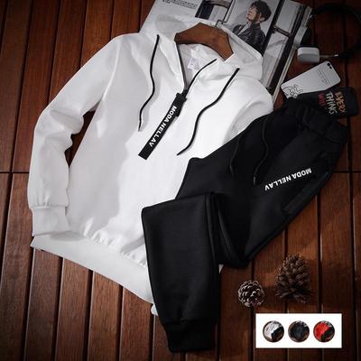 Men 'S Long Sleeve Hooded Sweater Tide Sports Suit Two -Piece