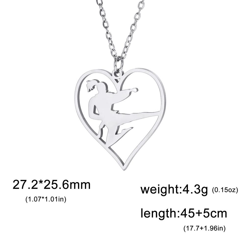 Dancer Rhythmic Gymnastics Round Pendant Necklaces for Women Girls Stainless Steel Gymnast Yoga Necklace Sport Jewelry