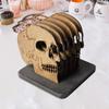 Halloween 6 Stück Untersetzer Sets Gothic Stil Schädel Untersetzer Holz Untersetzerhalter Tisch Heim Dekorationszubehör Ornament Requisiten