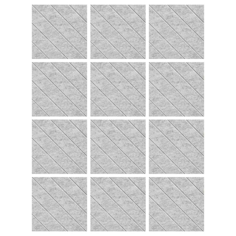 12 Pieces Acoustics Foam Wall Panels Flame Retardant Sound Absorption Tiles Polyester Texture for Nurseries and Dropship