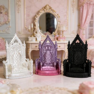 Figura de Trono Miniatura Silla Estilo Gótico Impresa en 3D Decoración Mini Adornos de Paisaje para Accesorio de Casa de Muñecas
