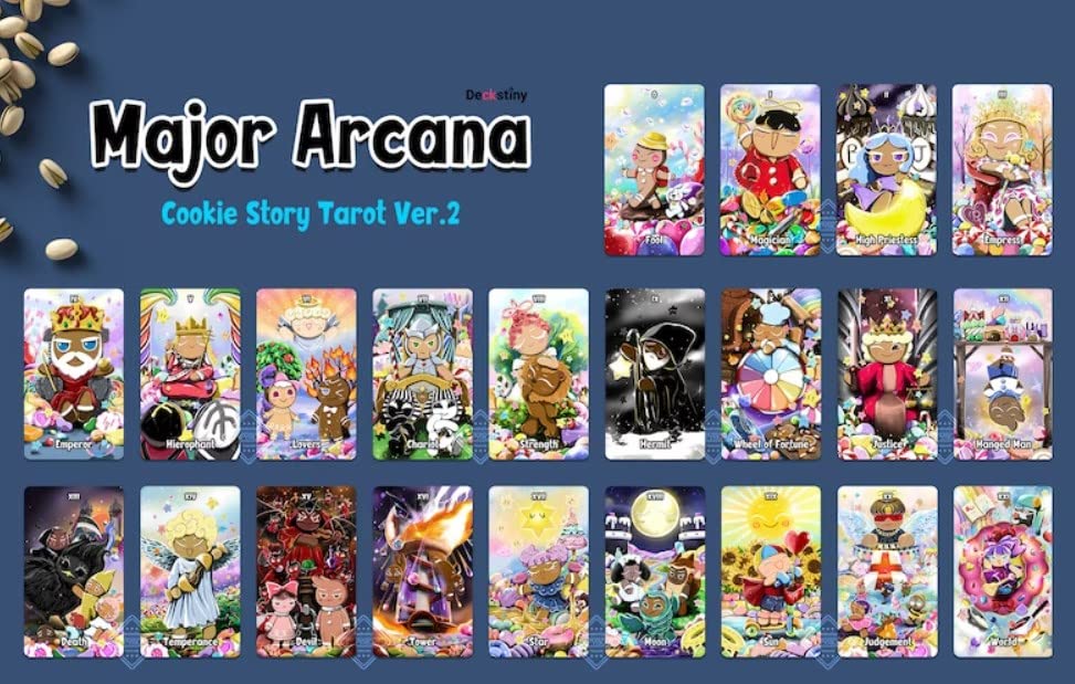 Kancharo 79-Card Tarot Card Set [Cookie Story Version 2] Includes Japanese Tarot Card Instructions & Pouch (Authentic)