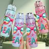 1PC Life Is Better Beach Quote 750ml Color Plastic Sports Water Bottle Leakproof Flip Straw Lid Suitable for Sports Office Home Use