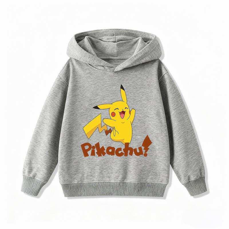 New Arrival Pikachu Print Kids Hoodie, Unisex Boys Girls Clothes, Warm Hooded Sweatshirt for Autumn Winter