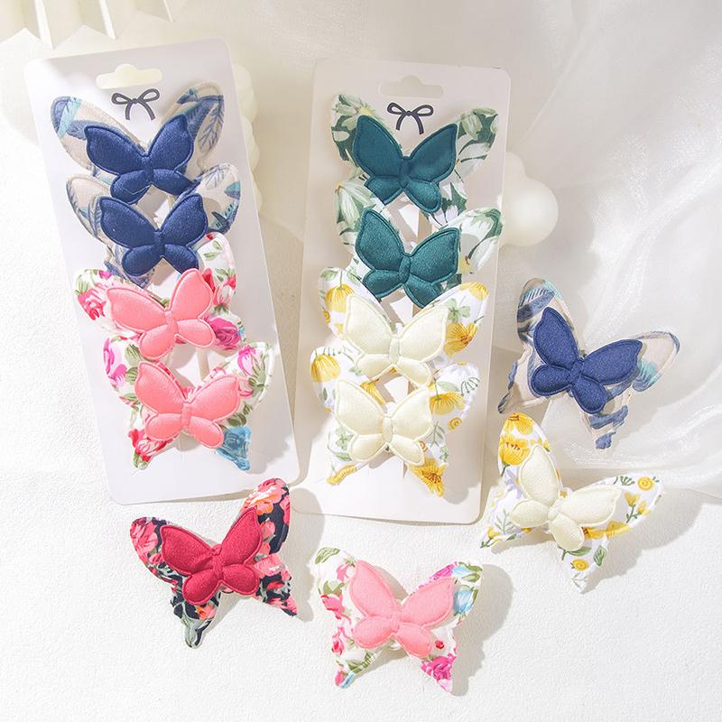 New 4Pcs Flower Butterfly Hair Clips Girls Favorite Fashion Lovly Barrettes Clips Gift Baby Hair Accessories