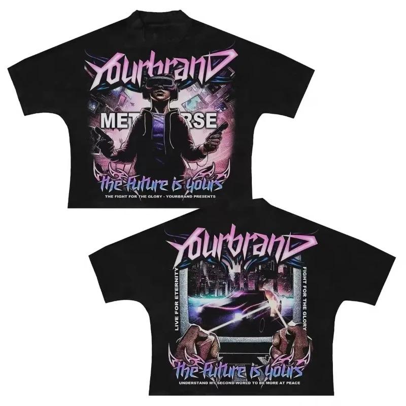 2026 Summer Y2k Pattern Retro Style Harajuku Gothic Hip Hop Animation Print T-shirt Men's and Women's Loose Casual Short Sleeves Top