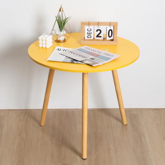 Household Small Apartment Dining Table, Round Kitchen Table with Wood Legs, Kitchen Living Room Leisure Coffee Table
