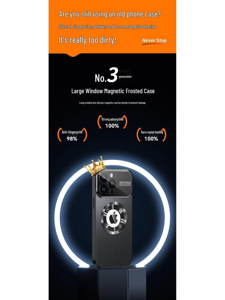 Applicable Apple 17 ProMax Full Coverage Magnetic Matte Protective Phone Case