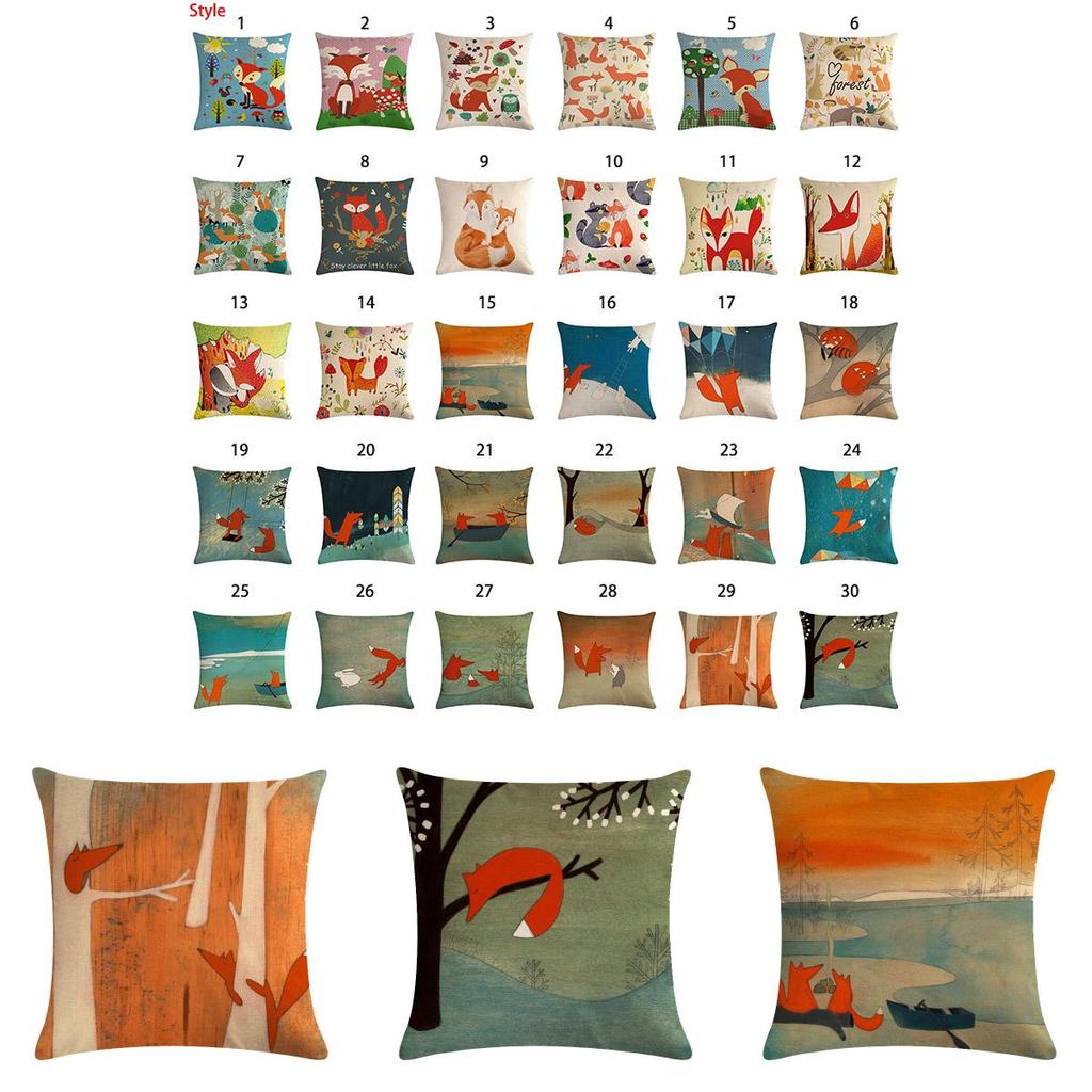 Versatile 18'' Cartoon Fox Pillow Case Cushion Cover For Stylish Living Spaces