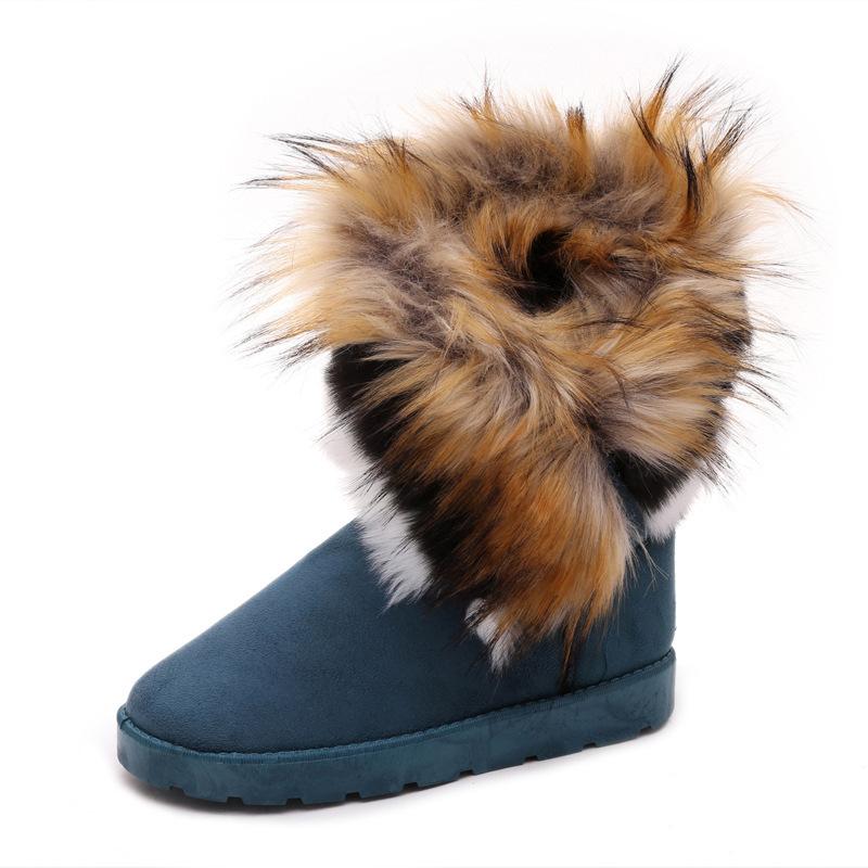 Velké sněhule, nový britský styl, kulatá špička, plochý podpatek, nadýchaný lem, plyšové, teplé, neformální boty