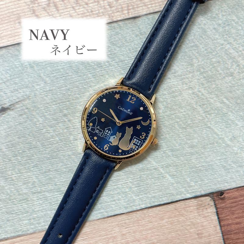 Watch Catmint Night Cat Watch NV Blue [Follow] H03822A-1 Men's