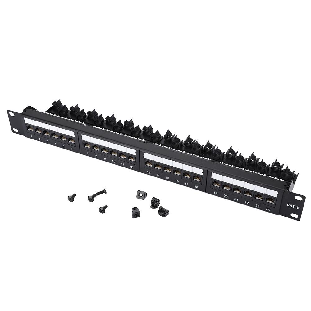 Gold Plated 24 Port Mountable Data Patch Panel High Speed CAT6 CAT 6 Network Cable Rack