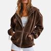European and American Golden Velvet Hooded Sweater Autumn and Winter Loose Zipper Cardigan Jacket Casual Top