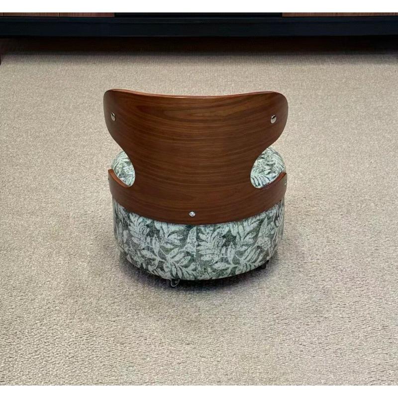 Mid-Century Modern Solid Wood Swivel Chair - Ergonomic Sculptural Back Rotating Stool  Vintage Single Seater Accent Chair