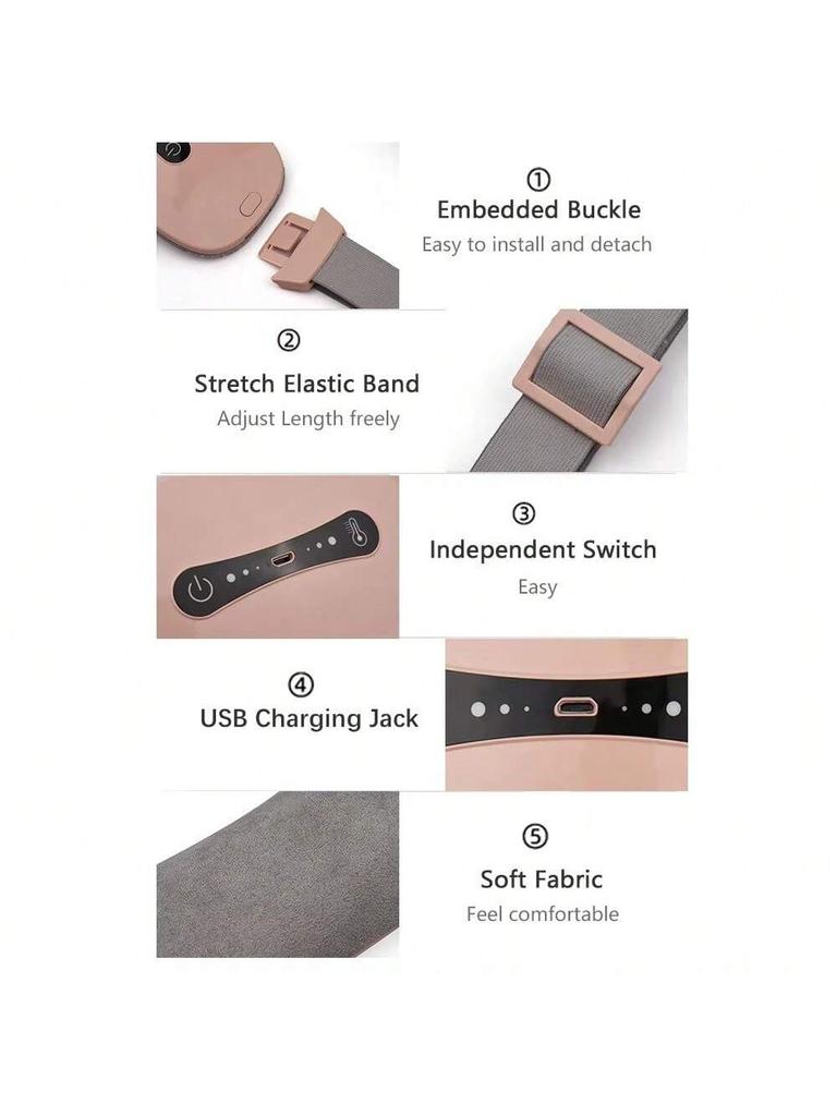 Menstrual Heating Pad Portable USB Cable Cordless with 3 Heat Levels and 3 Vibration Massage Modes for Back Belly Pain Relief