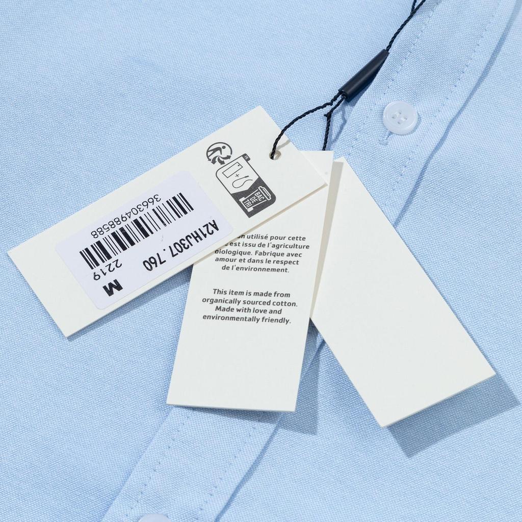 AMI 2025 Autumn New Product Chest Pocket Classic Black Embroidered Small Love Casual Cotton Solid Color Long Sleeve Shirt