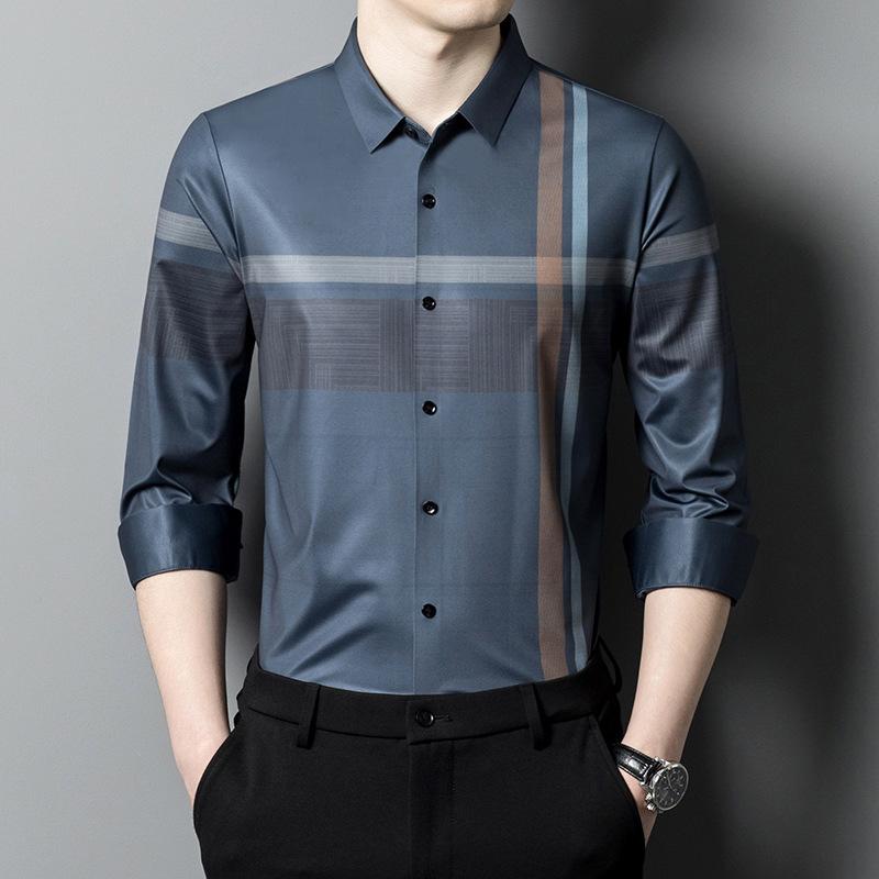 Мужская рубашка с длинными рукавами из шелка Ice Silk — фото 3