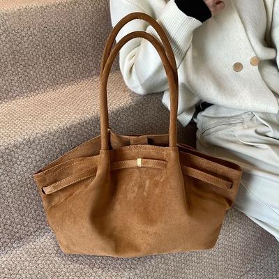 Large Nubuck Leather Tote Bags Lady Shoulder Bag for Women 2024 Winter New Korean Fashion Y2K Retro Handbags and Purses