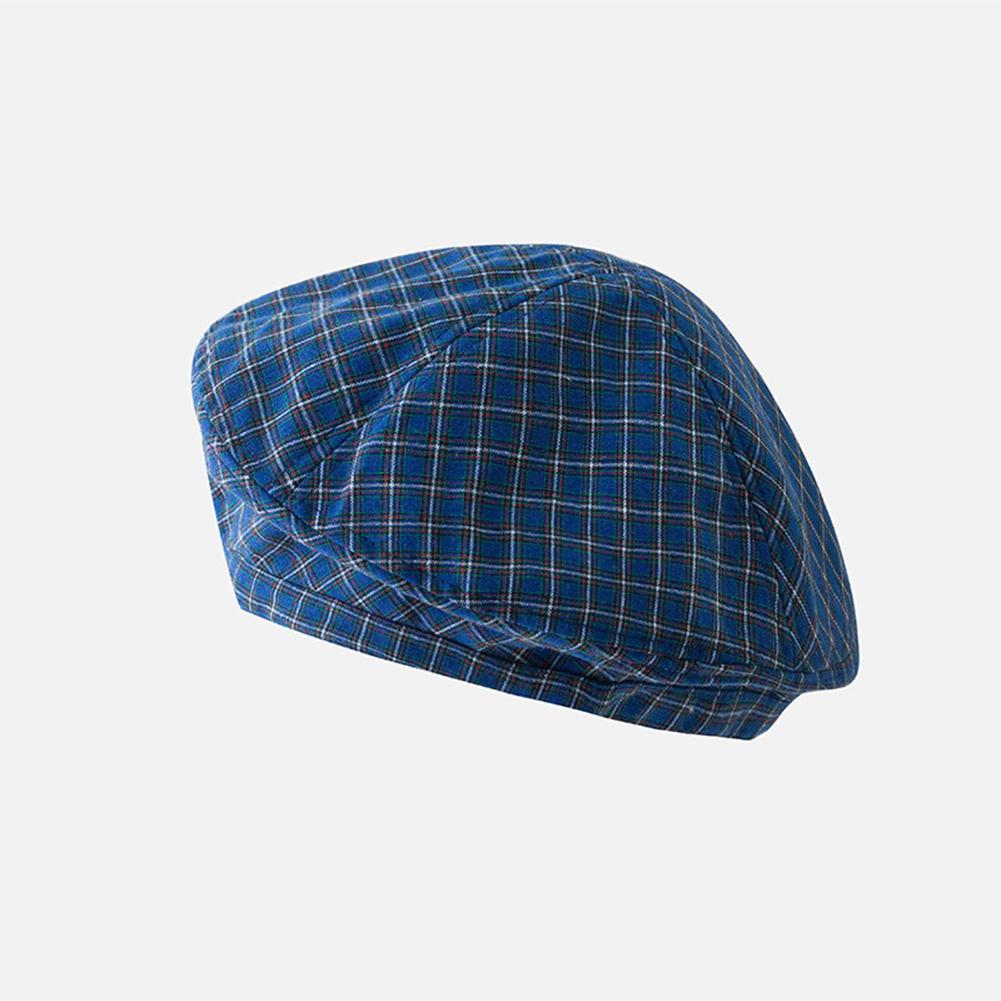 Women Retro Style Thin All Match Plaid Printing Beret Painter Cap