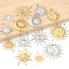 2pcs/lot Stainless Steel Retro Pendant Gold Color Sun Flower Moon Shape Charms For DIY Crafts Necklace Earrings Gift Accessories