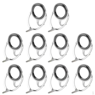 10pcs Ceramic Ring Fishing Rod Guide Free Stainless Steel Frame 4mm