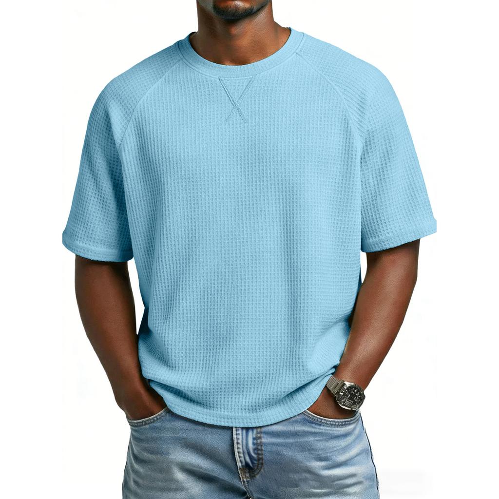 Men's -Knit Raglan Sleeve Round Neck Short Sleeve