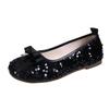 Sequin Cloth Soft Sole Single Shoes Women's Fashion Round Toe Shallow Mouth Bow Non-Slip Wear-Resistant Flats