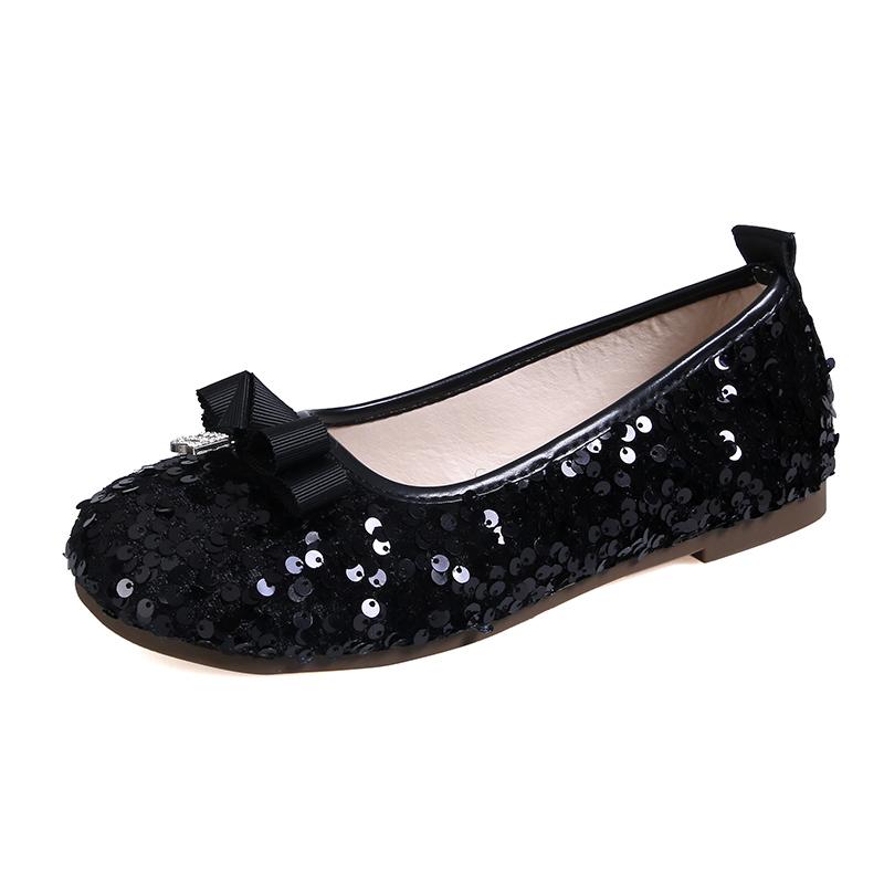 Sequin Cloth Soft Sole Single Shoes Women's Fashion Round Toe Shallow Mouth Bow Non-Slip Wear-Resistant Flats