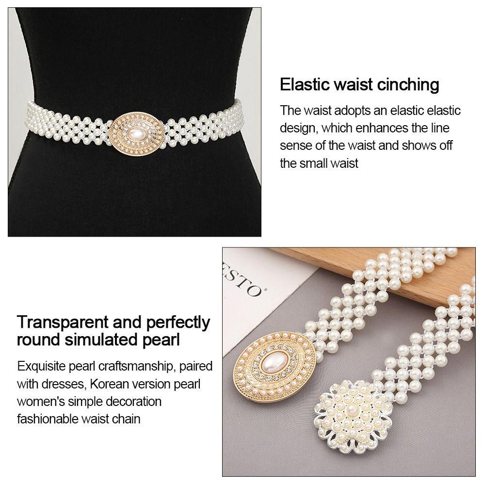 Ceinture simple à cordon de serrage avec élastique à la taille et perle pour femme