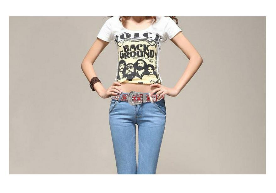 Unisex Fashion Rivet Belt with Rhinestone Alloy Pin Buckle