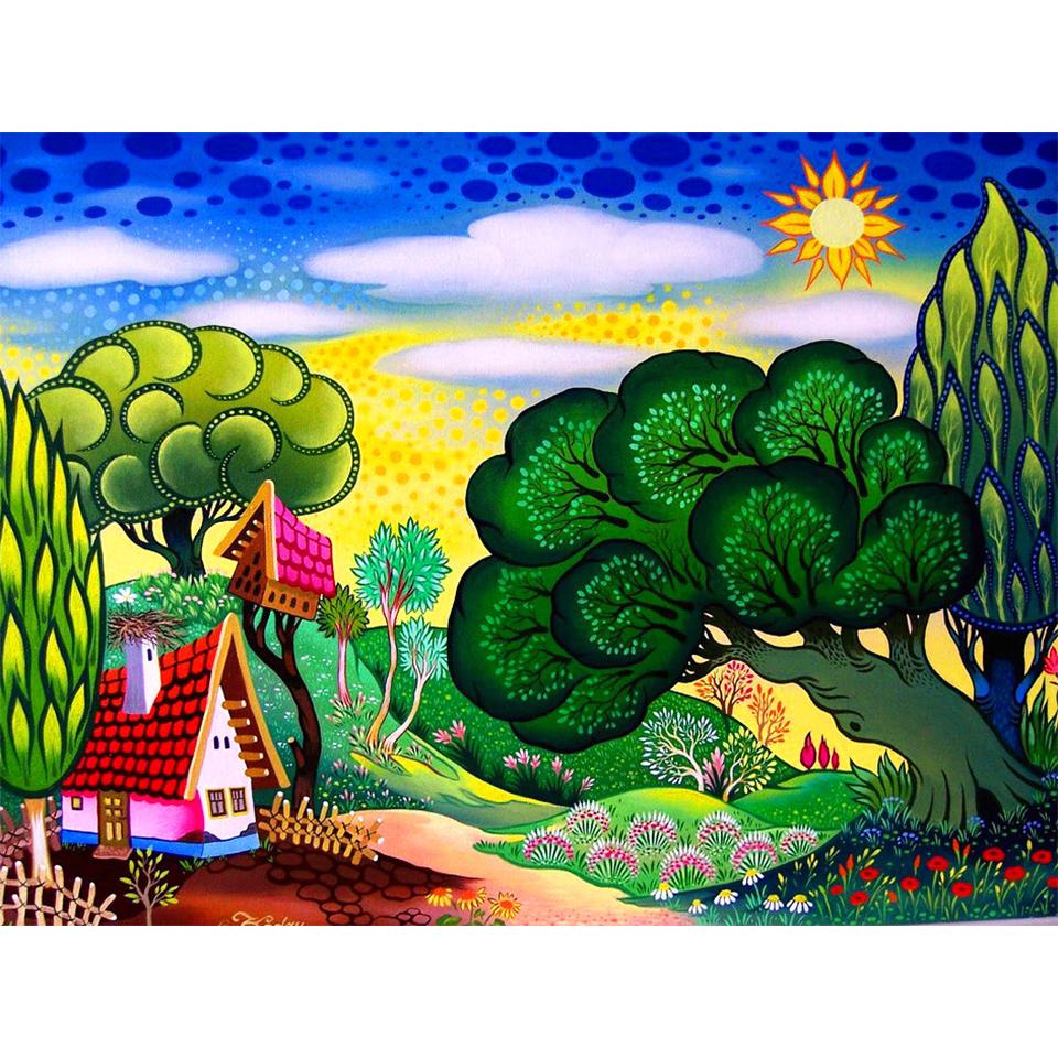 

5D DIY алмазная живопись Пейзаж Набор для вышивки крестом Полный круглый горный хрусталь Вышивка Мозаика Украшение дома Подарки Full Round 20x30CM