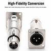 1Pcs D-Type 3Pin XLR Connector Metal Pass Through XLR Jack  for Speaker System Installation